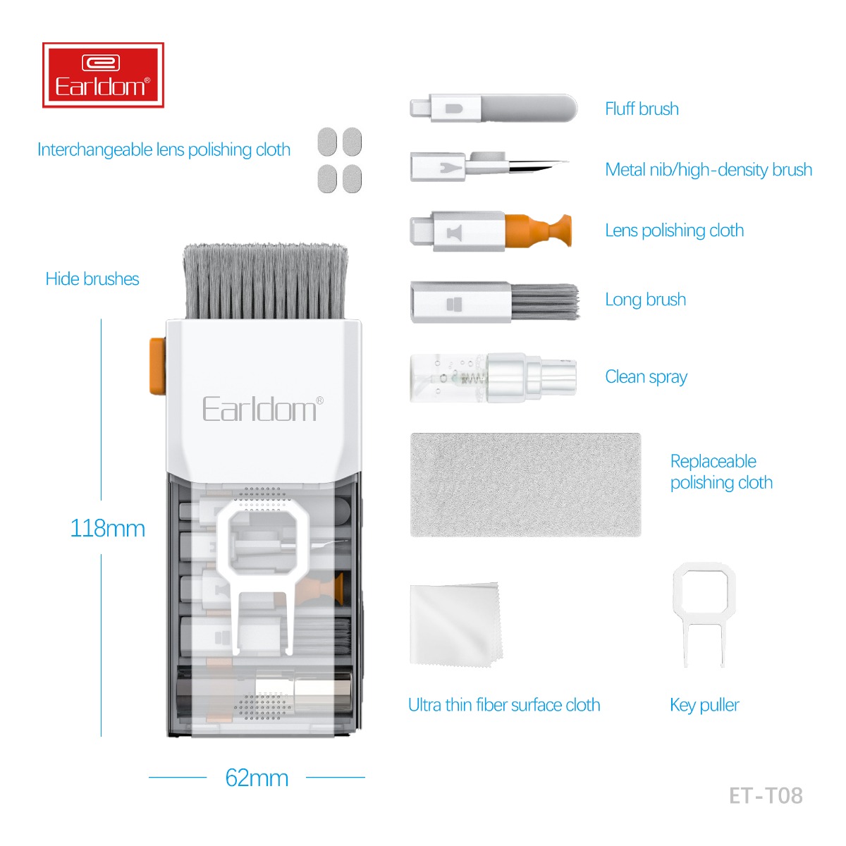 Earldom ET-T08 8in1 Multifunctional Cleaning Brush