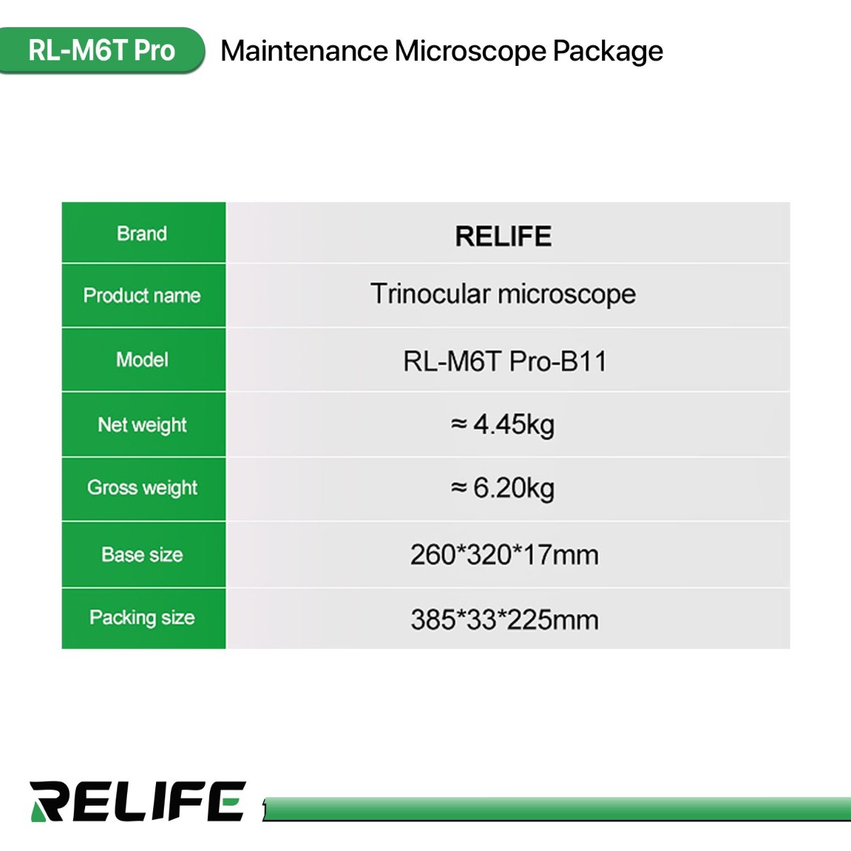 RELIFE RL-M6T Pro Maintenance Microscope Package