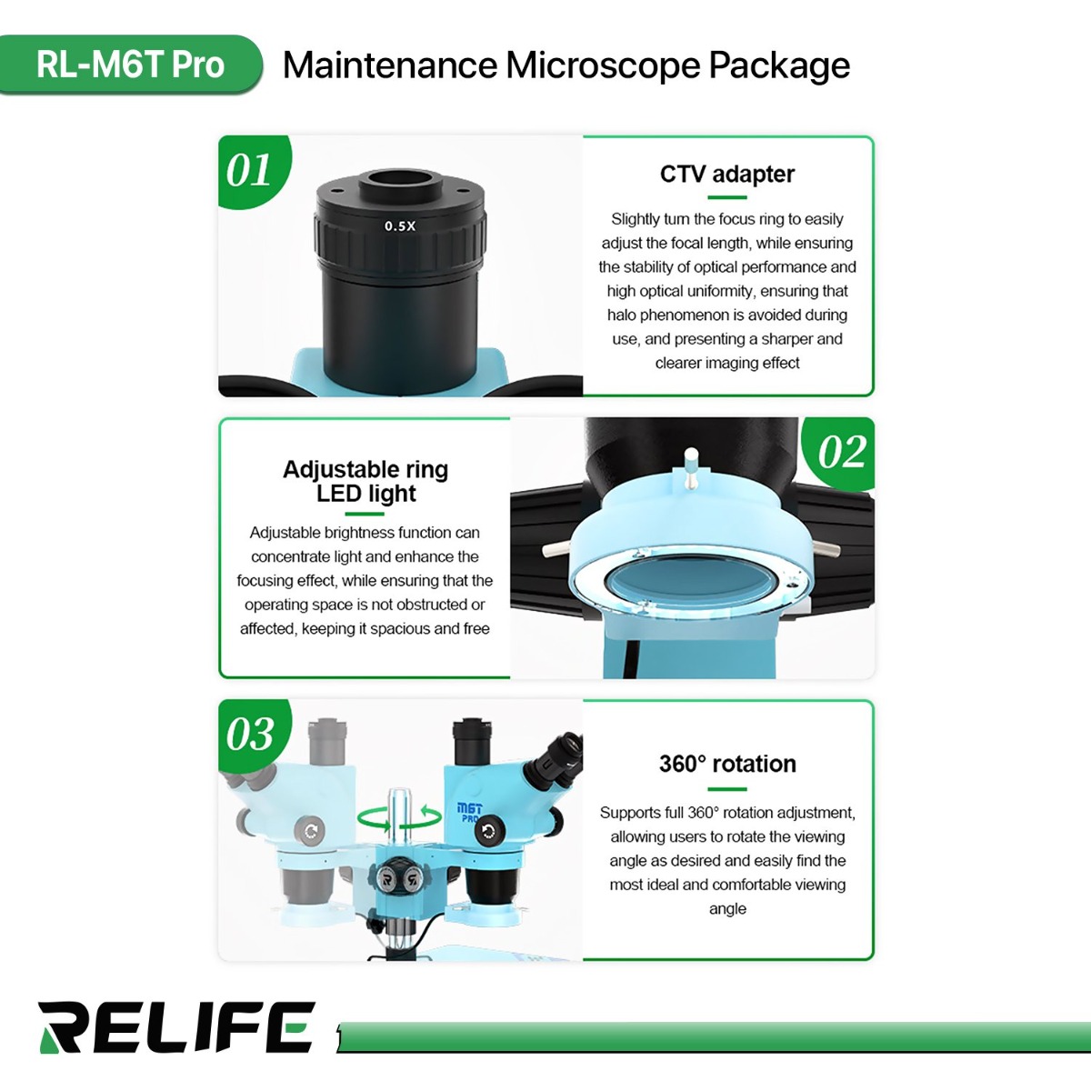 RELIFE RL-M6T Pro Maintenance Microscope Package