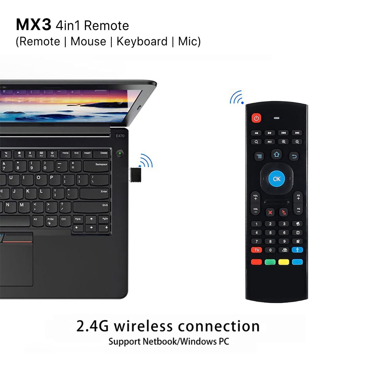 (ريموت | ماوس | كيبورد | مايك) MX3 4in1