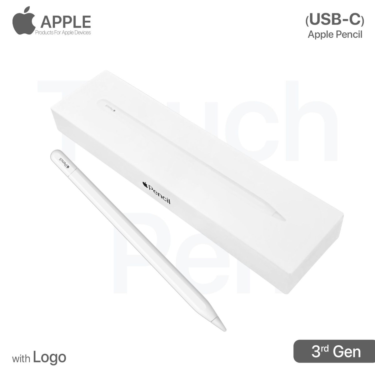 قلم Apple Pencil (USB-C) 3rd Gen مع لوجو