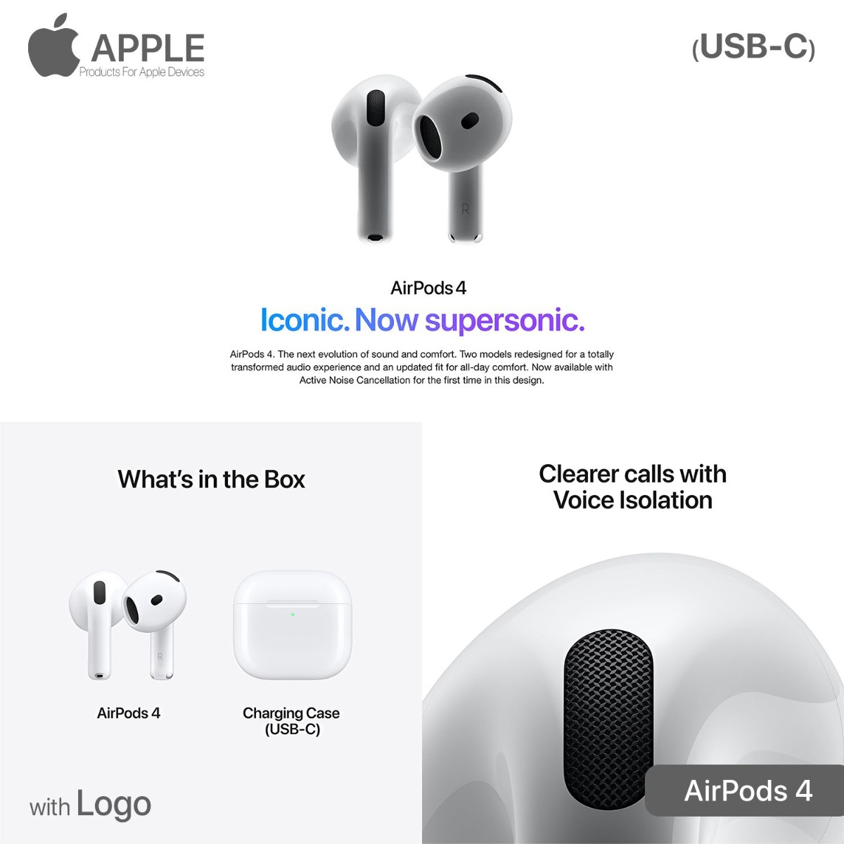 AirPods 4 Bluetooth Earphone with Logo
