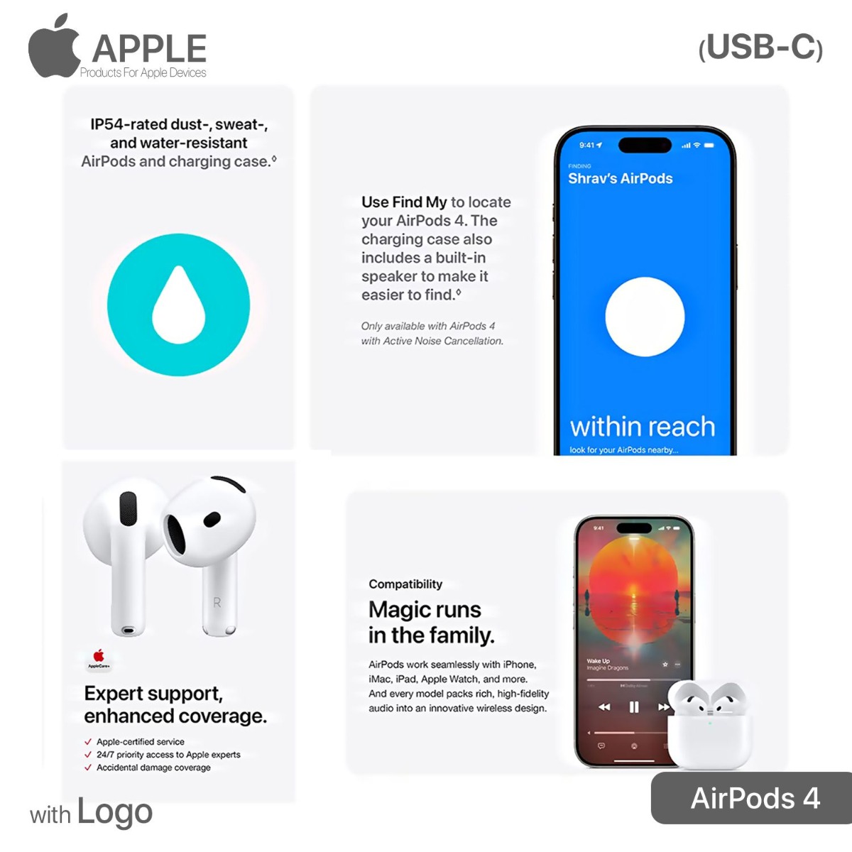 AirPods 4 Bluetooth Earphone with Logo