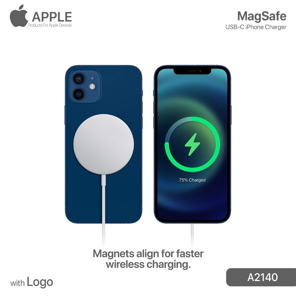 شاحن أبل 15W MagSafe مع لوجو