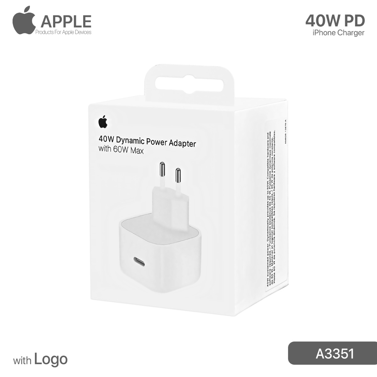 Apple 40W PD Charger with Logo
