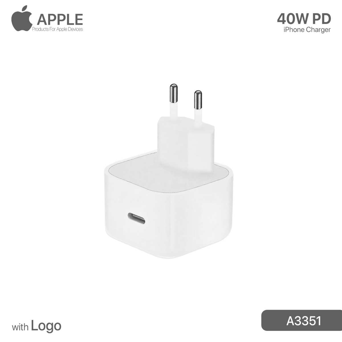 شاحن أبل 40W PD مع لوجو