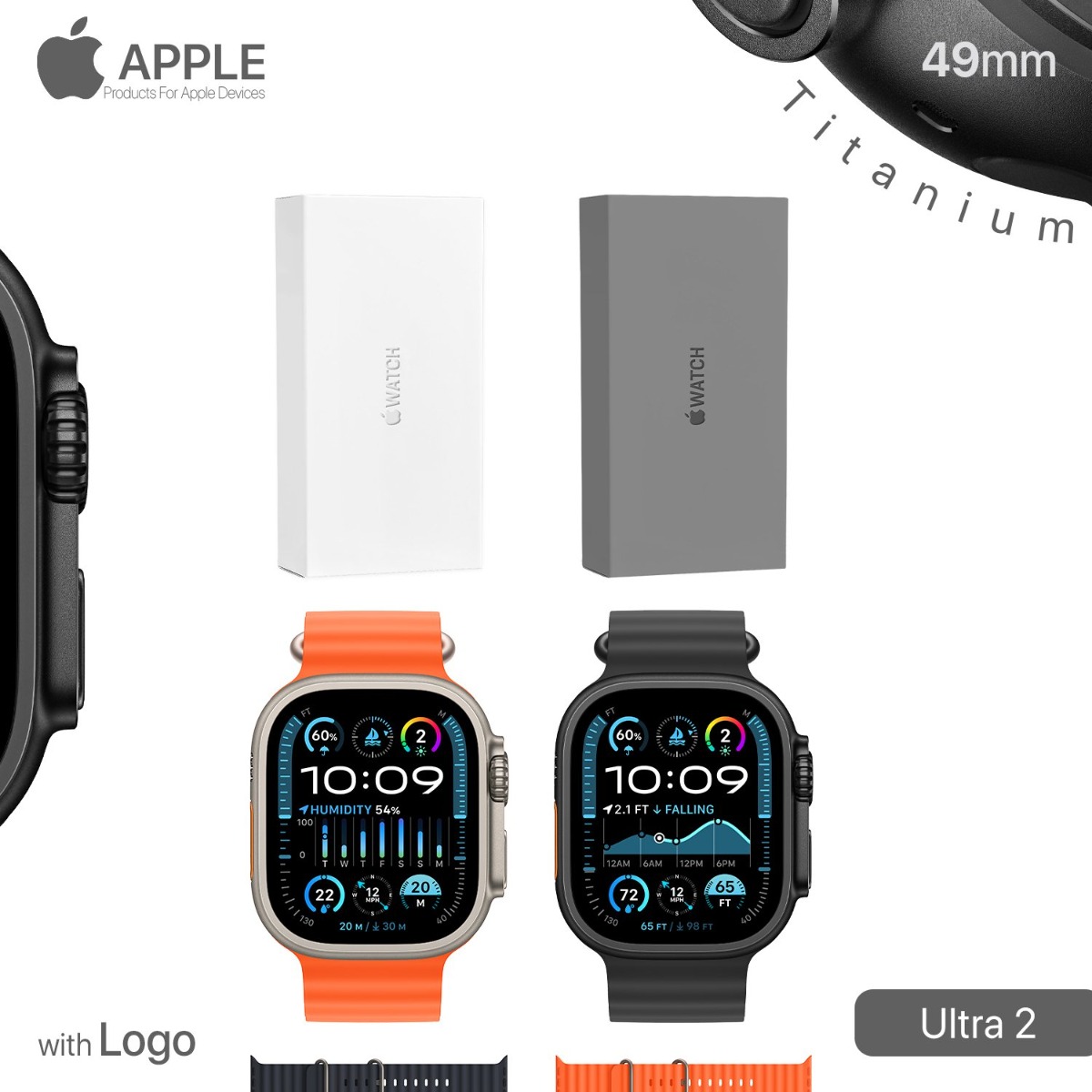 ساعة أبل Ultra 2 الذكية (49mm) مع لوجو