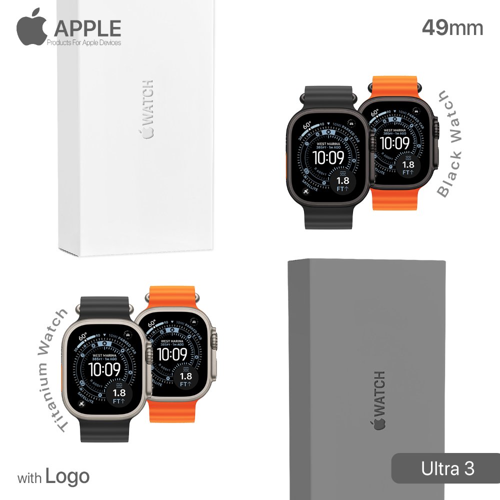 ساعة أبل Ultra 3 الذكية (49mm) مع لوجو