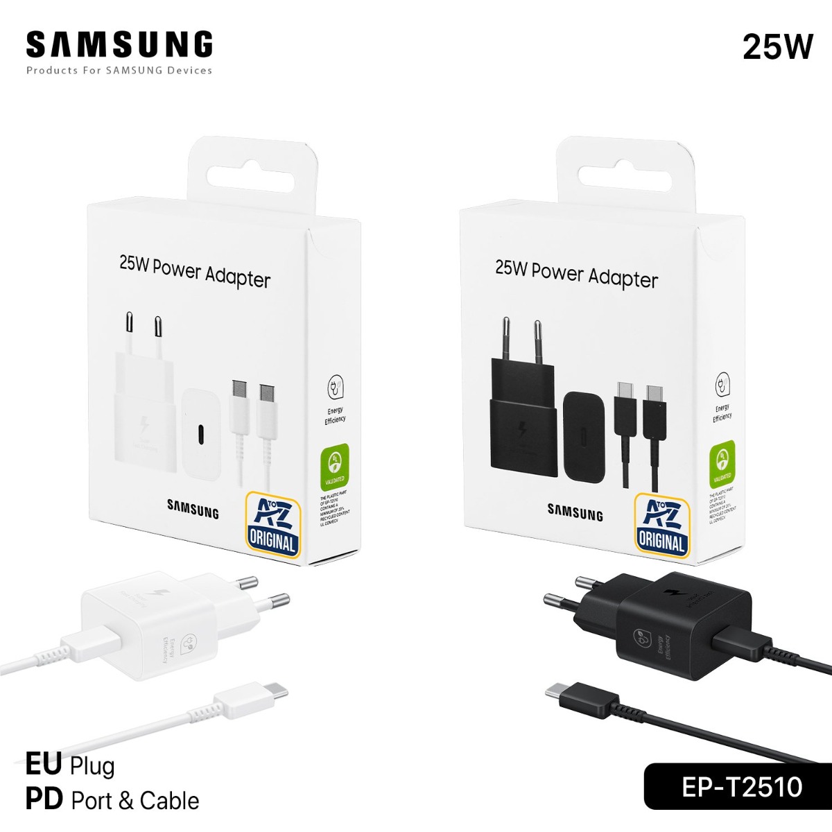 شاحن سامسونج أصلي EP-T2510 EU 25W PD مع كيبل