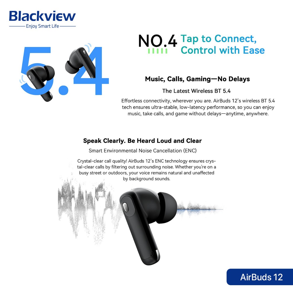 سماعة أذن Blackview AirBuds 12 بلوتوث