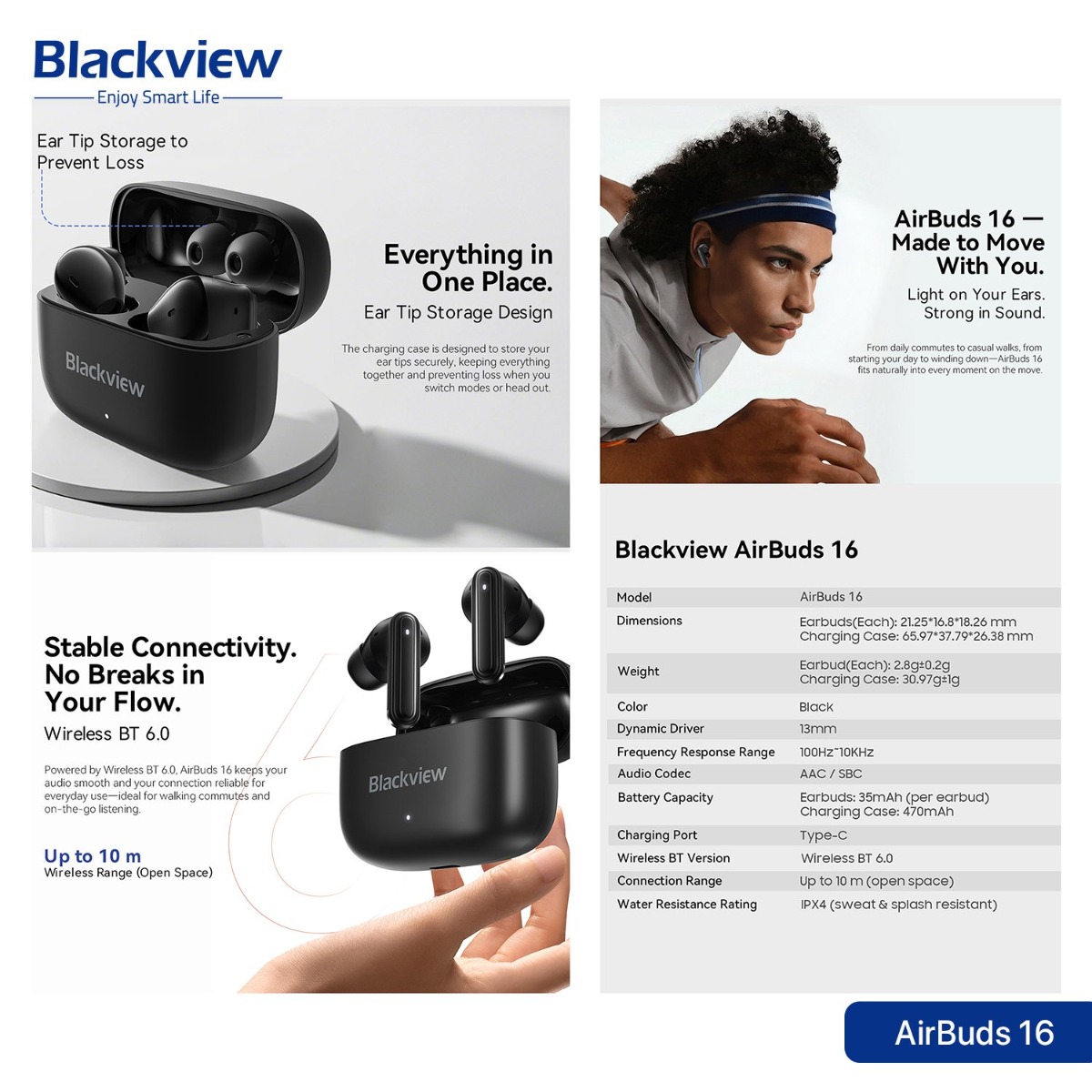 سماعة أذن Blackview AirBuds 16 بلوتوث