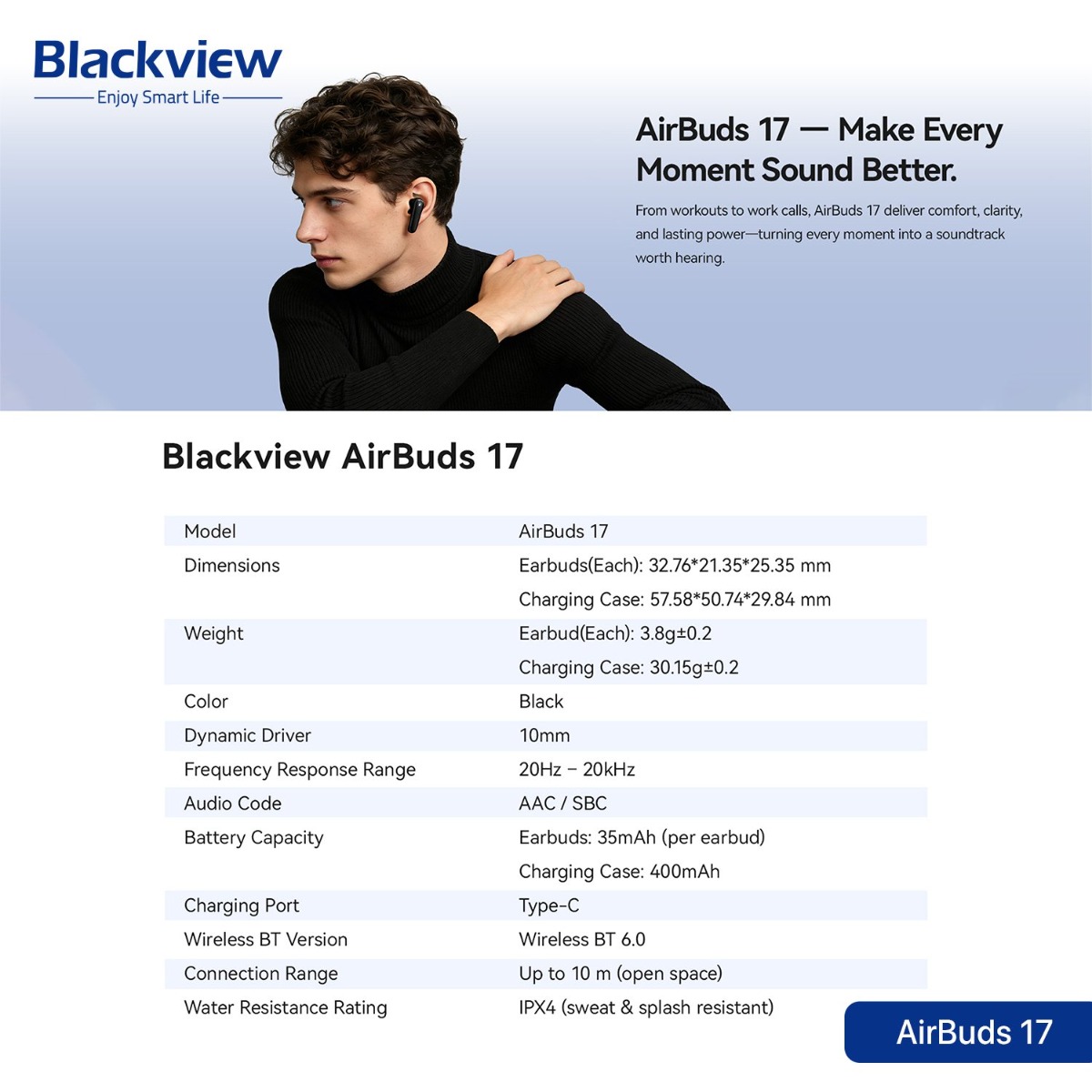 Blackview AirBuds 17 Bluetooth Earphone