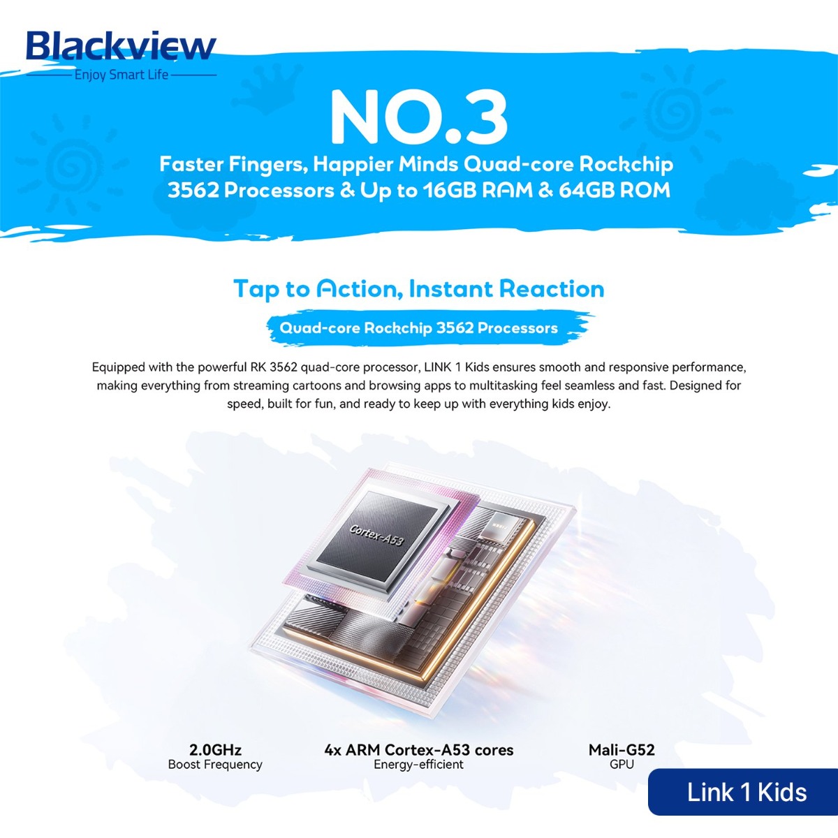 Blackview Link 1 Kids Tablet Device - (8.68inch | 64 + 4GB | WiFi)