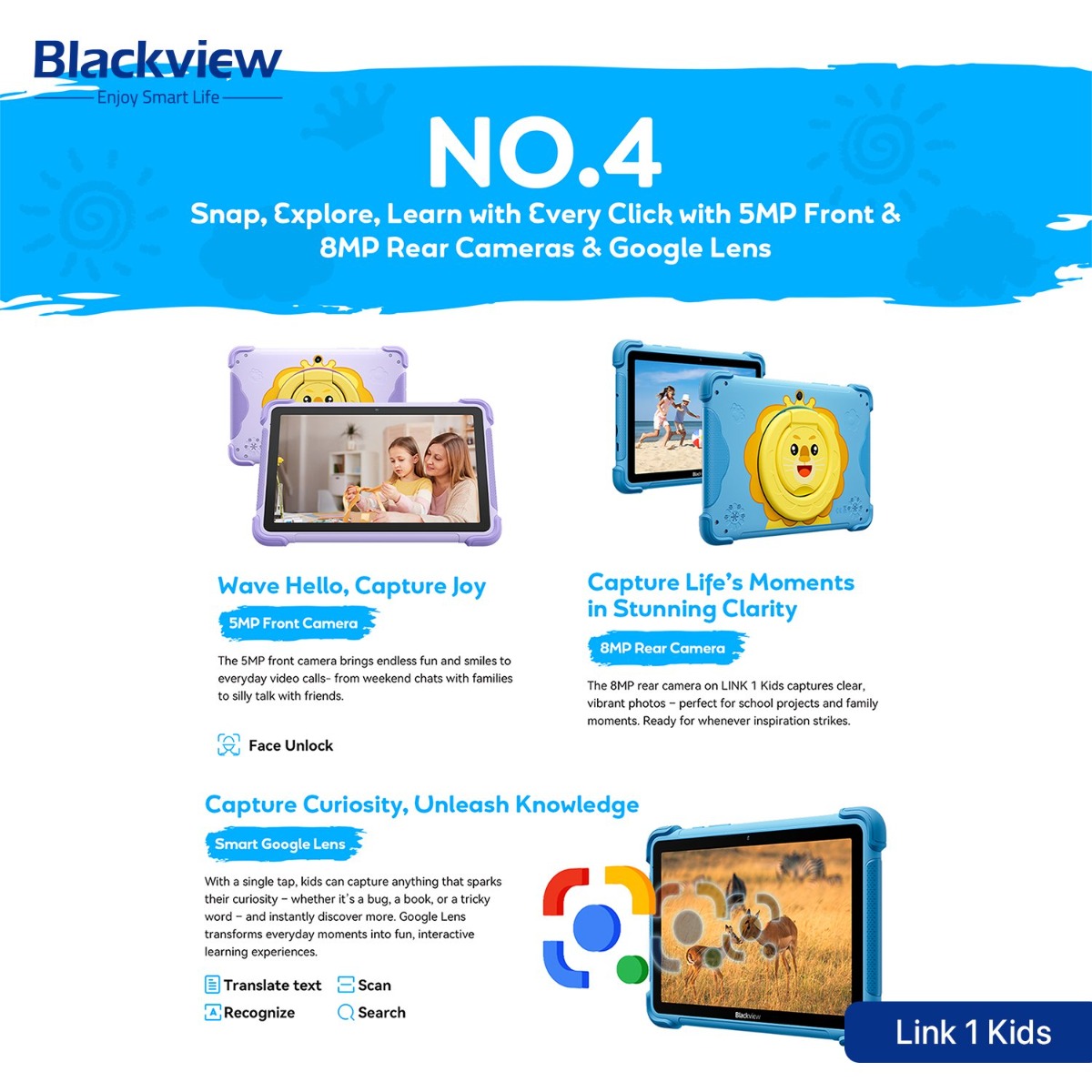 جهاز تابلت Blackview Link 1 Kids - (8.68 انش | 64 + 4 جيجابايت | WiFi)