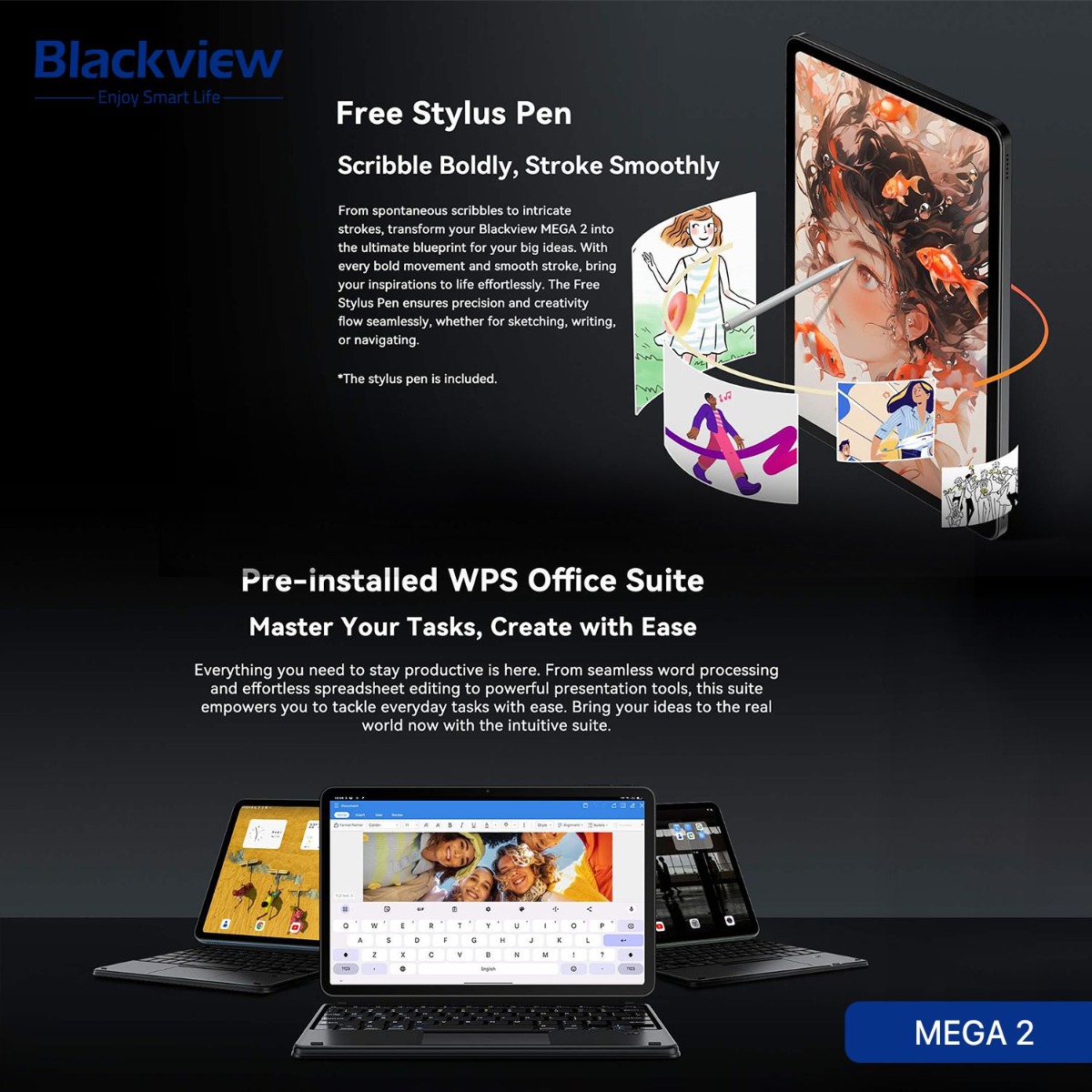 جهاز تابلت Blackview MEGA 2 - (11.97 انش | 256 + 12 جيجابايت | WiFi)