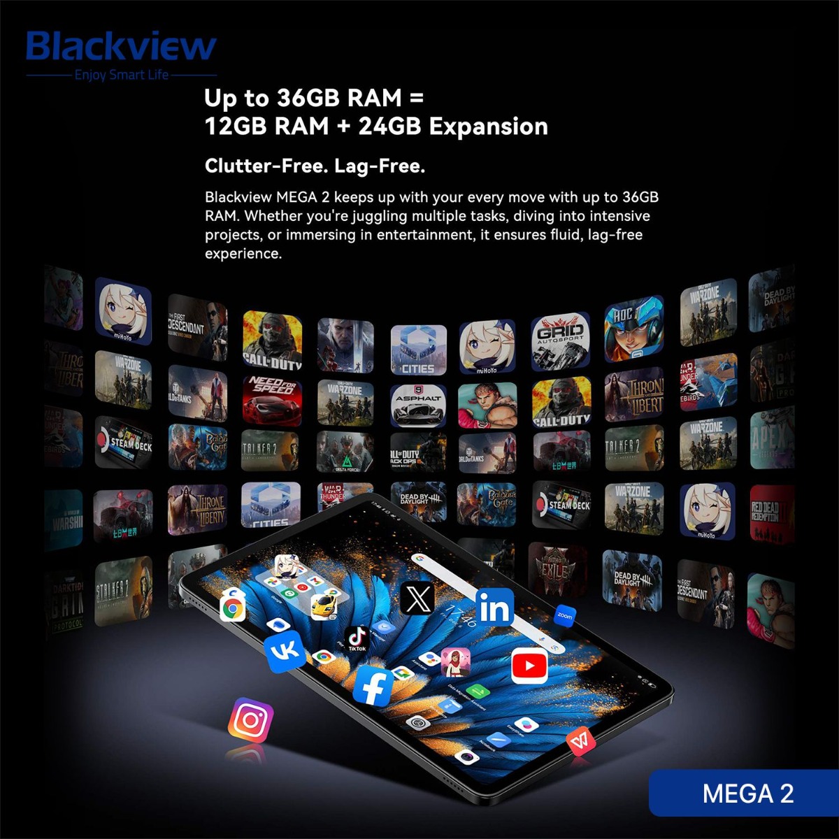 Blackview MEGA 2 Tablet Device - (11.97inch | 256 + 12GB | WiFi)