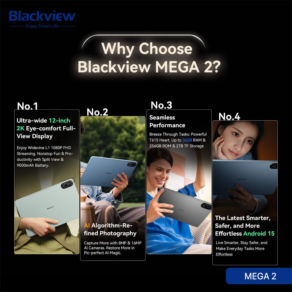 جهاز تابلت Blackview MEGA 2 - (11.97 انش | 256 + 12 جيجابايت | WiFi)