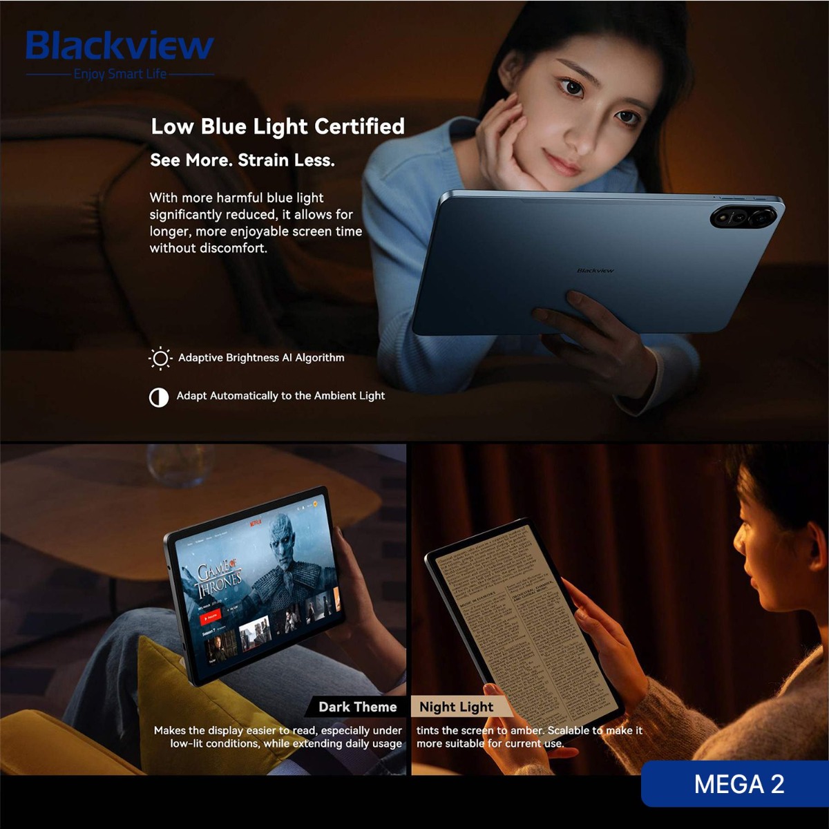 جهاز تابلت Blackview MEGA 2 - (11.97 انش | 256 + 12 جيجابايت | WiFi)