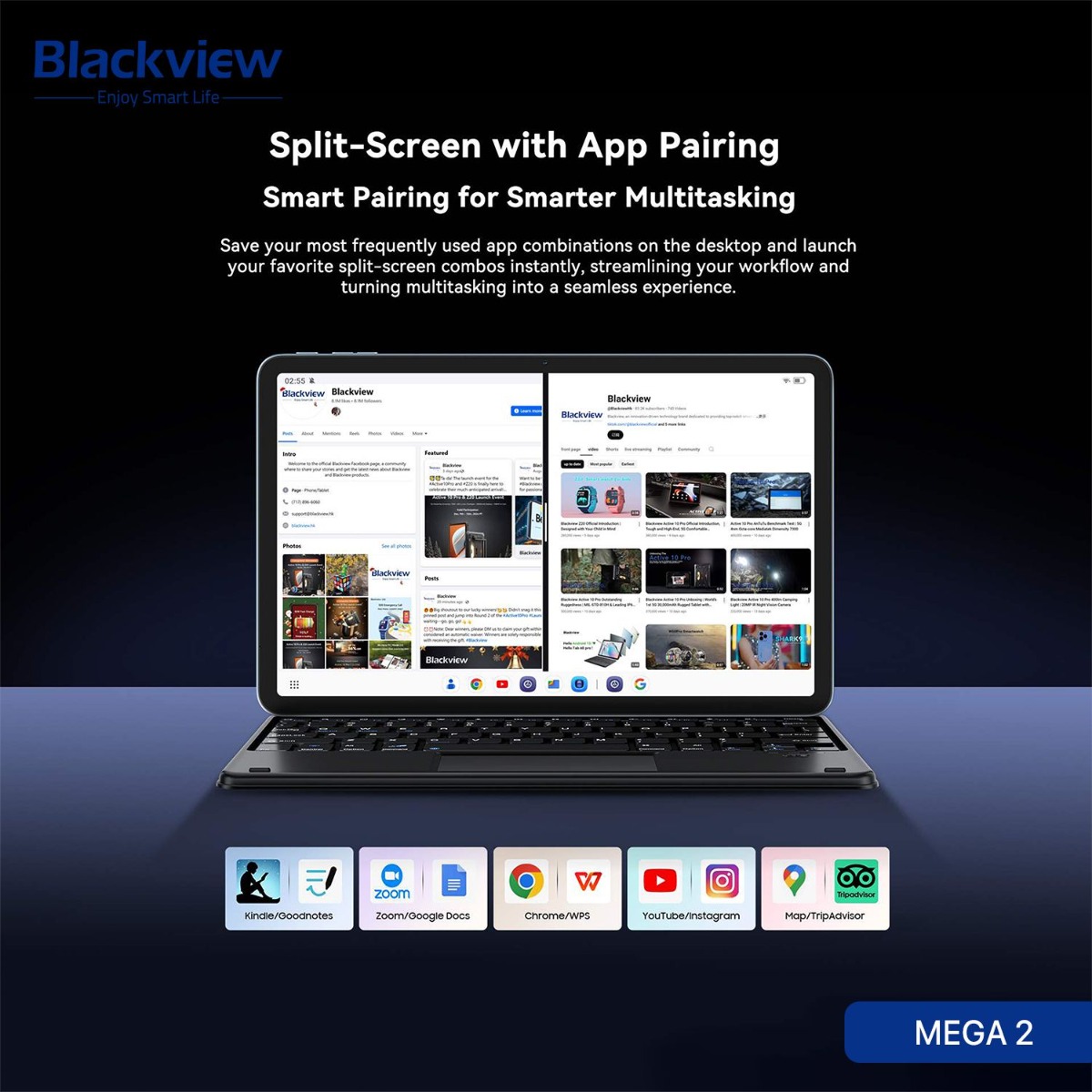 جهاز تابلت Blackview MEGA 2 - (11.97 انش | 256 + 12 جيجابايت | WiFi)