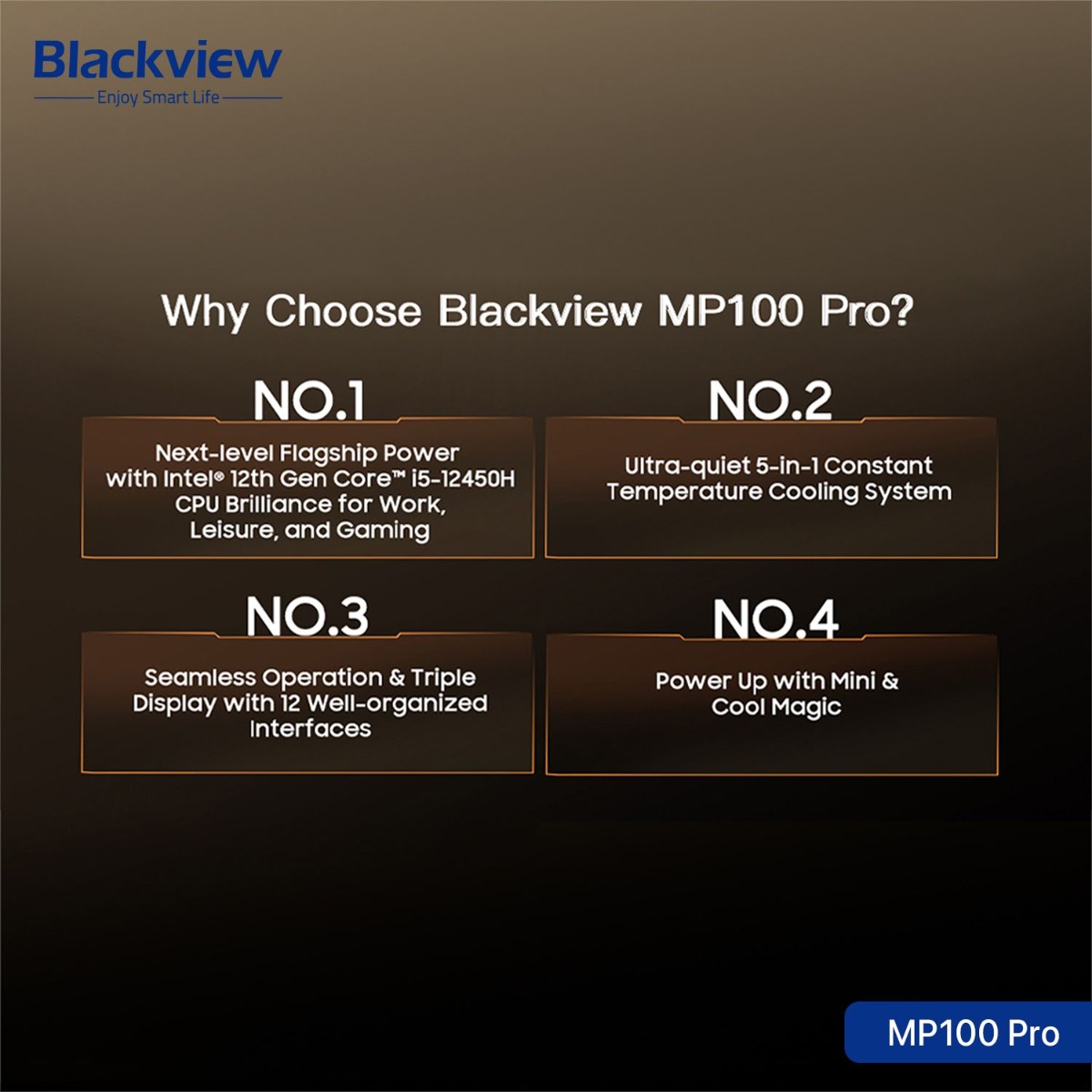 جهاز كمبيوتر Blackview MP100 Pro Mini (16GB + 512GB, Intel Core i5-12450H)