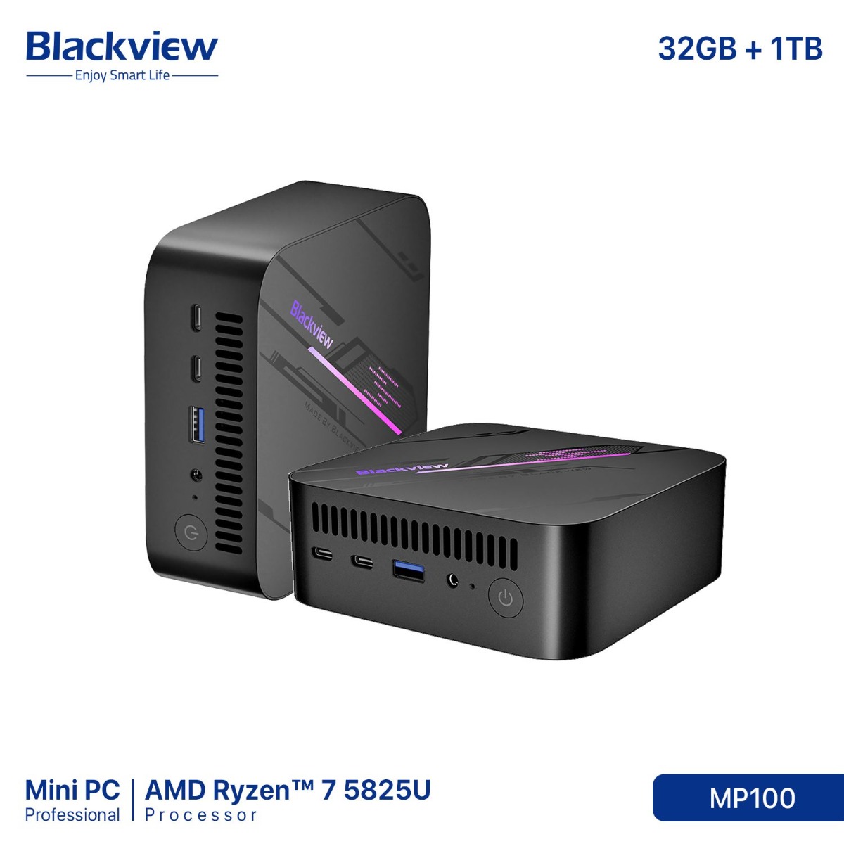 Blackview MP100 Mini PC (32GB + 1TB, Ryzen 7 5825U)