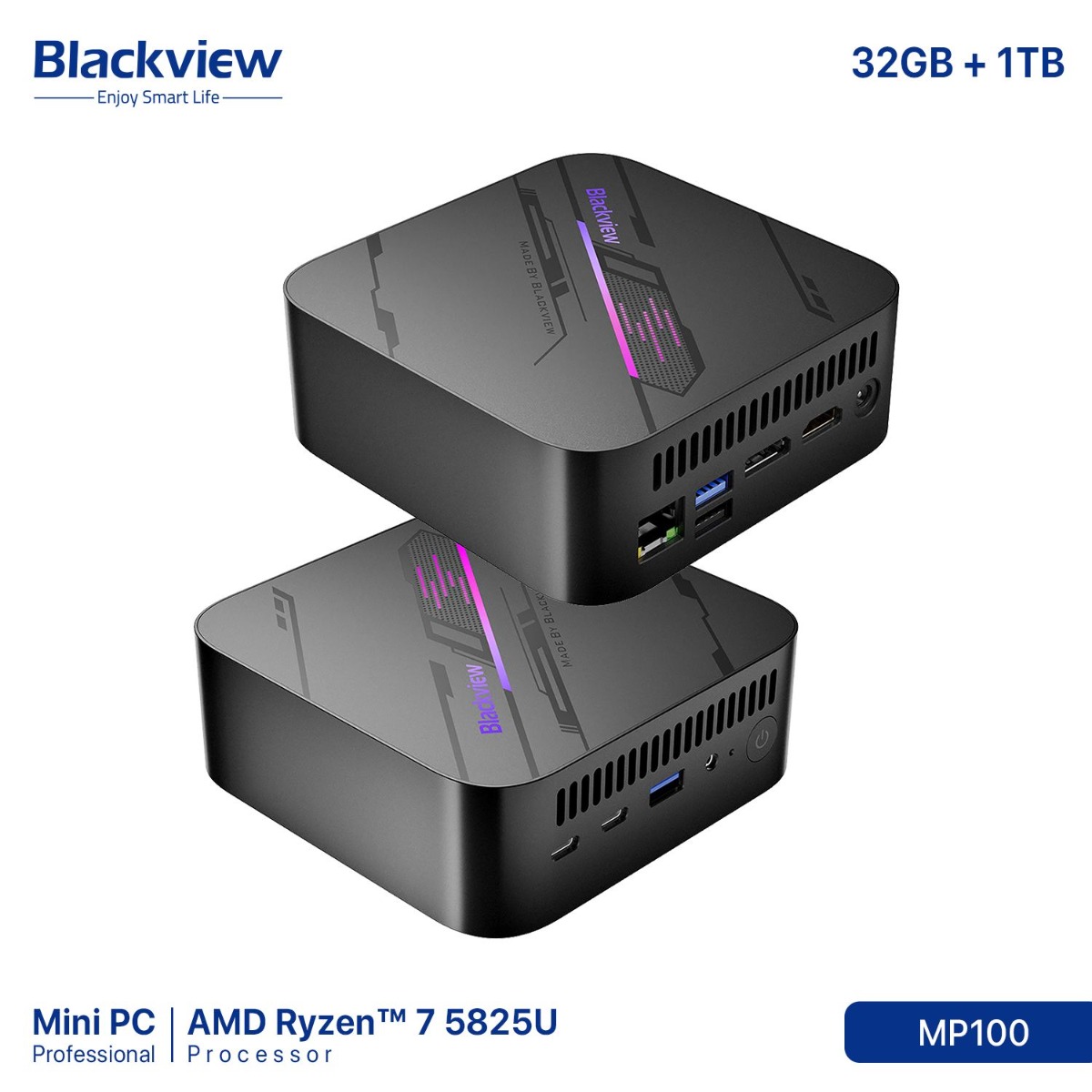 Blackview MP100 Mini PC (32GB + 1TB, Ryzen 7 5825U)