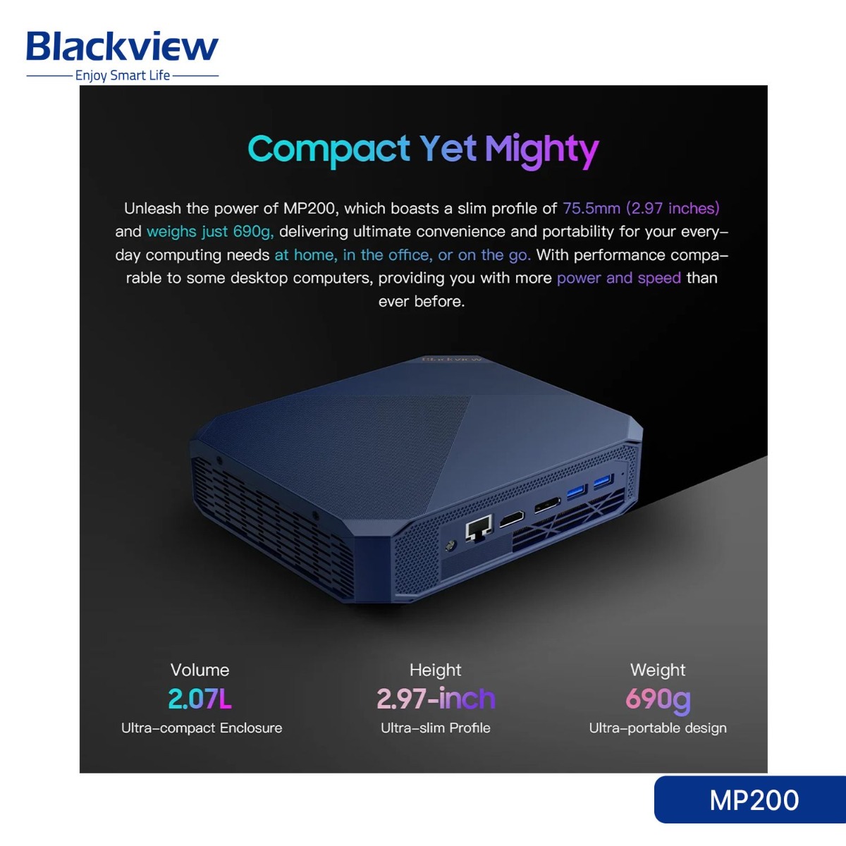 جهاز كمبيوتر Blackview MP200 Mini (16GB + 512GB, Intel Core i9-11900Η)
