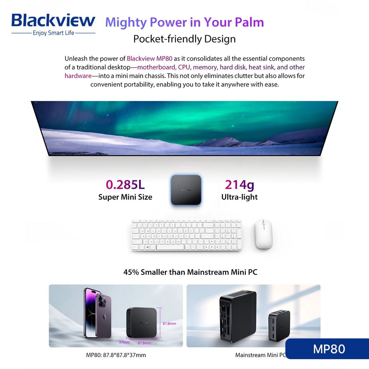 جهاز كمبيوتر Blackview MP80 Mini (16GB + 512GB, Intel N97)