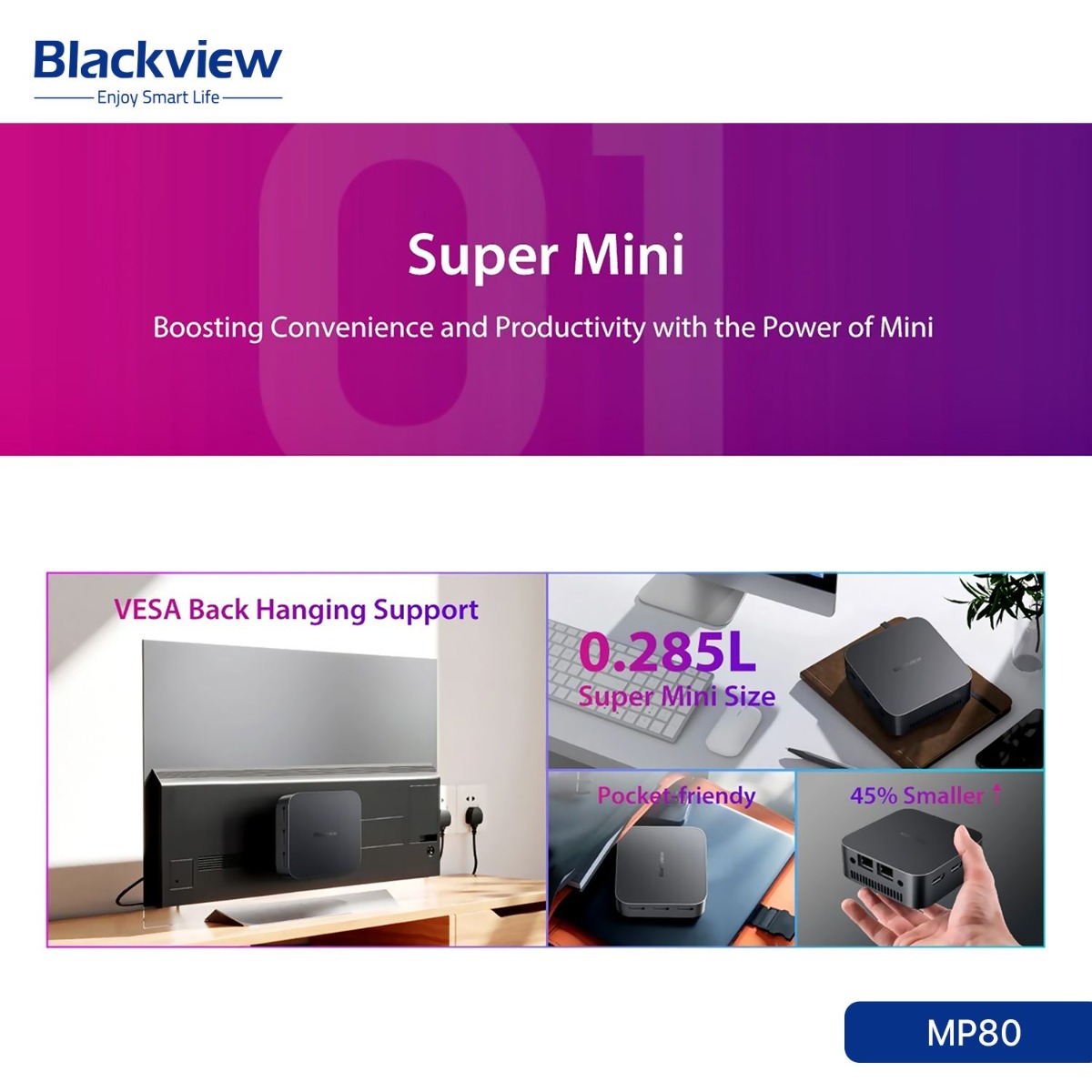 Blackview MP80 Mini PC (16GB + 512GB, Intel N97)