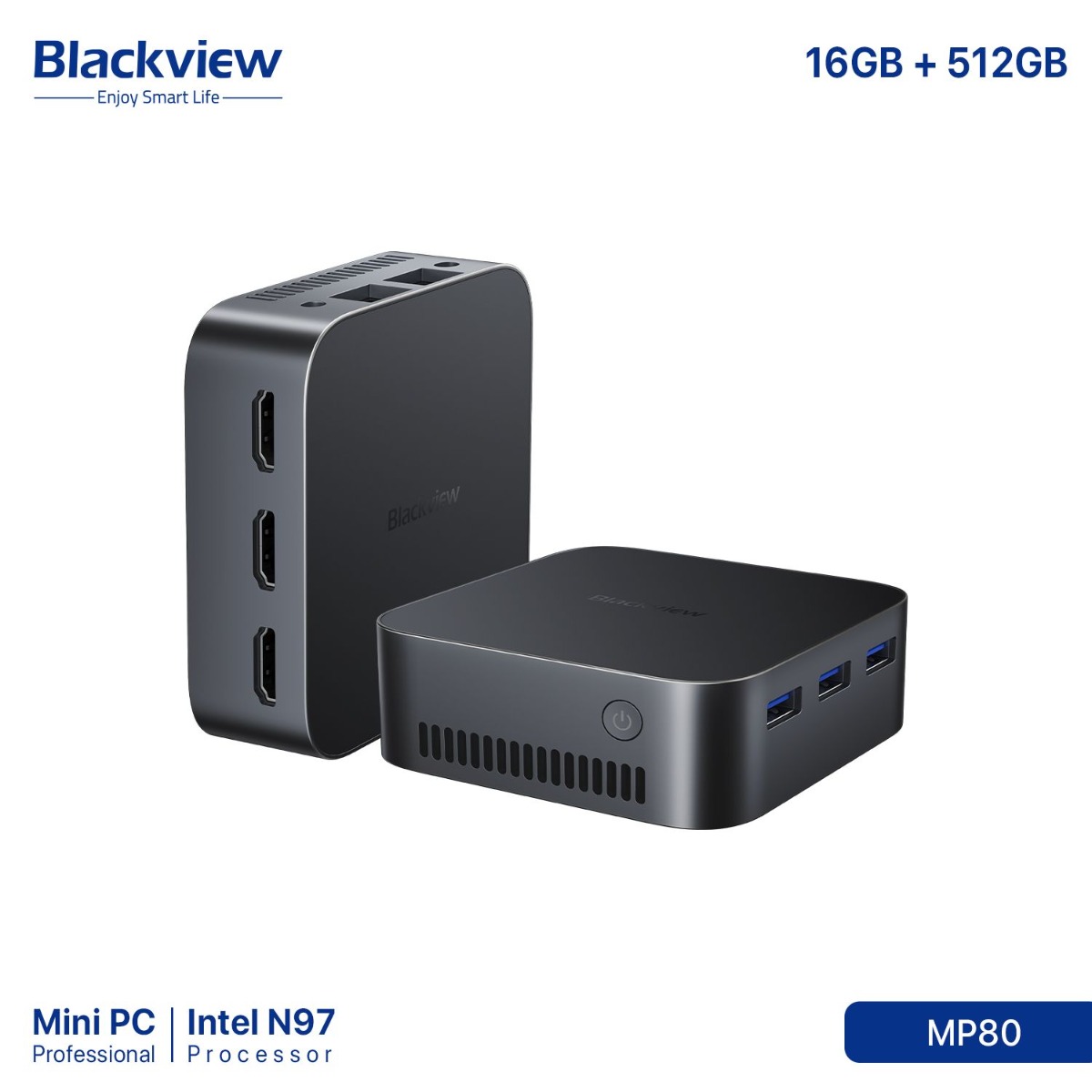 جهاز كمبيوتر Blackview MP80 Mini (16GB + 512GB, Intel N97)