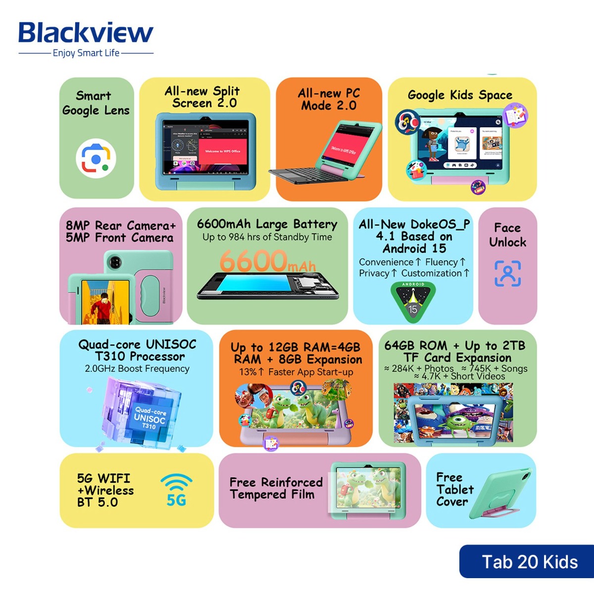 جهاز تابلت Blackview Tab 20 Kids - (10.1 انش | 64 + 4 جيجابايت | WiFi)