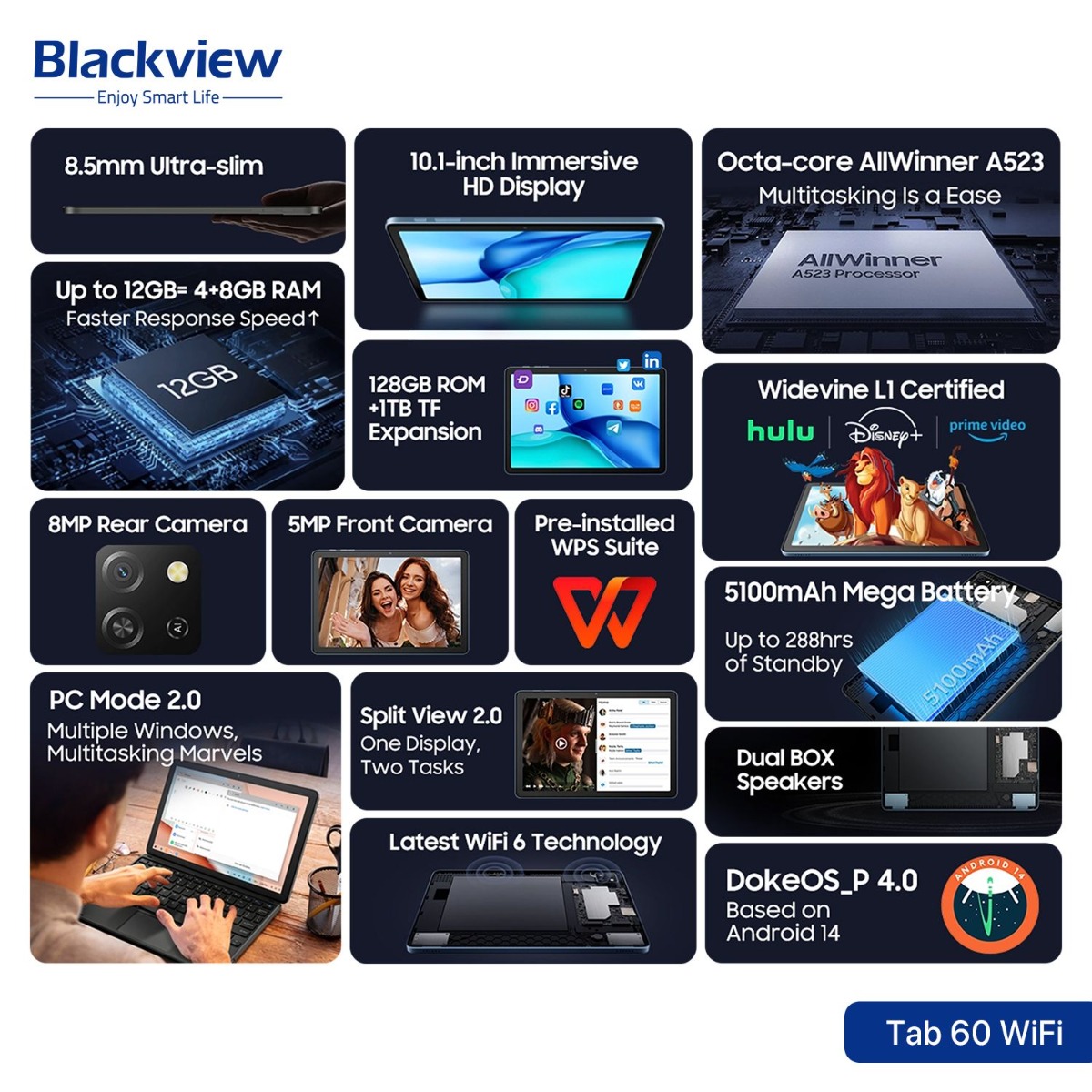 Blackview Tab 60 WiFi Tablet Device - (10.1inch | 128 + 4GB | WiFi)