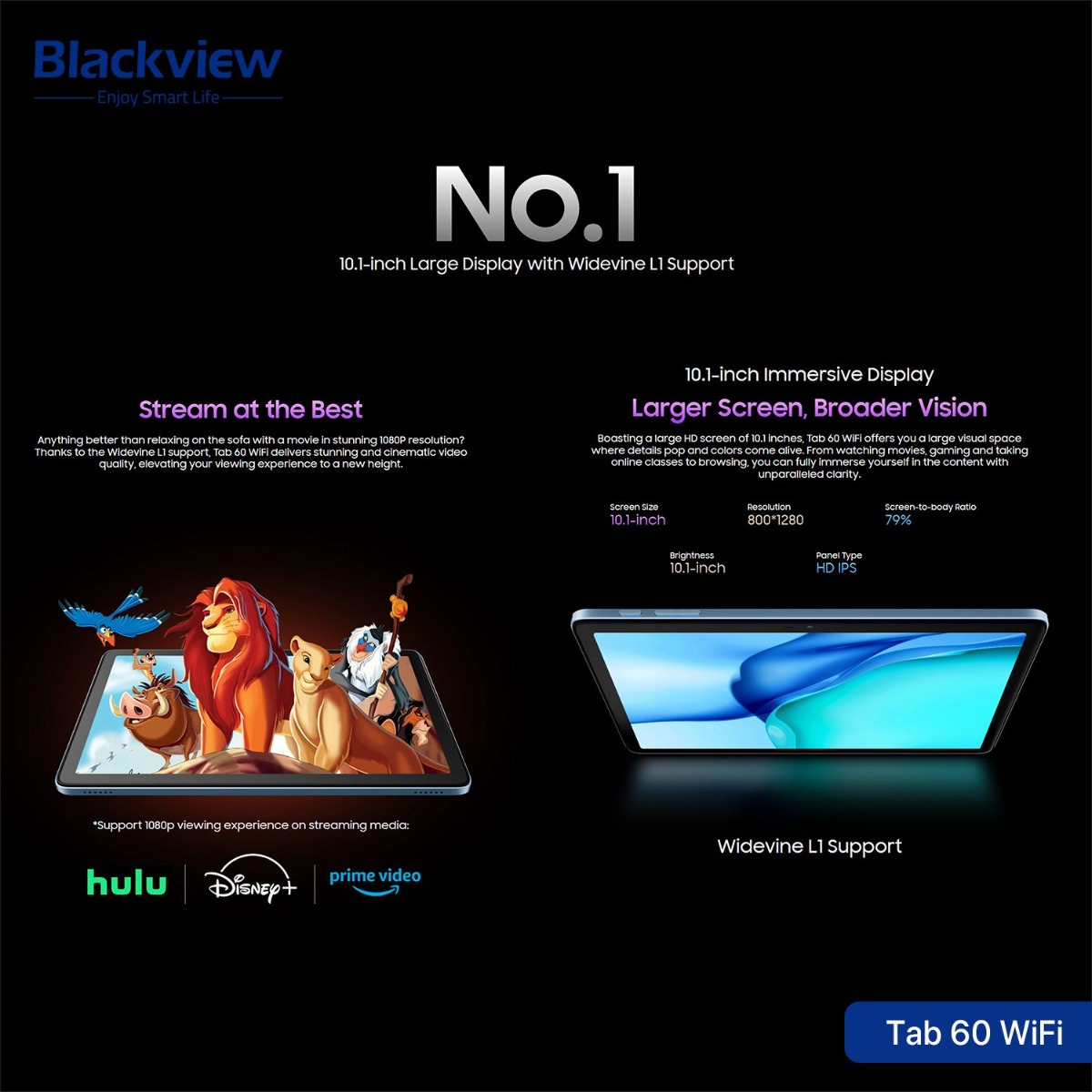 جهاز تابلت Blackview Tab 60 WiFi - (10.1 انش | 128 + 4 جيجابايت | WiFi)