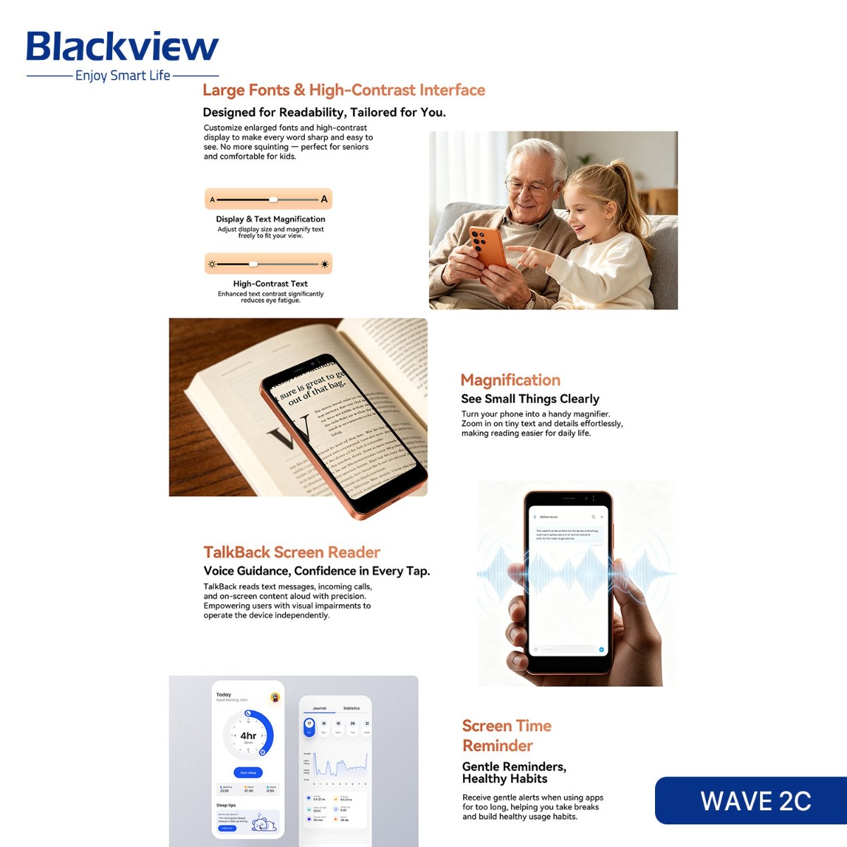 جهاز موبايل Blackview WAVE 2C - (32 جيجا + 3 جيجا | 4G)