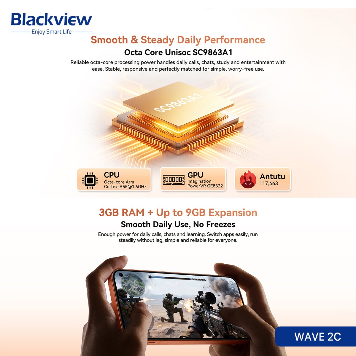 جهاز موبايل Blackview WAVE 2C - (32 جيجا + 3 جيجا | 4G)