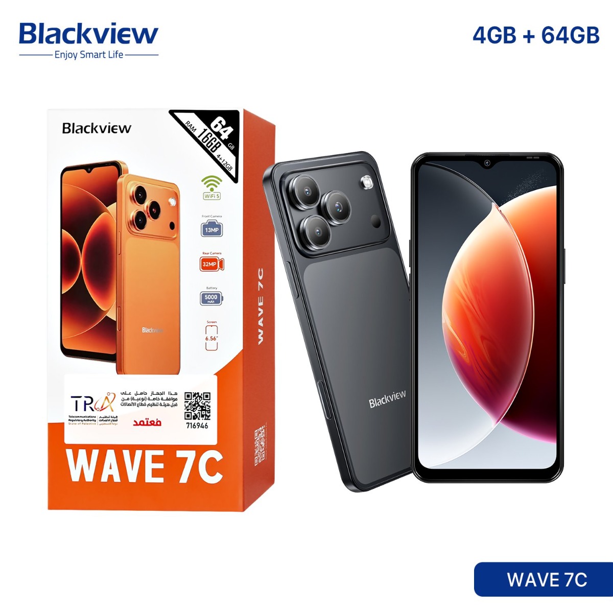 جهاز موبايل Blackview WAVE 7C - (64 جيجا + 4 جيجا | 4G)
