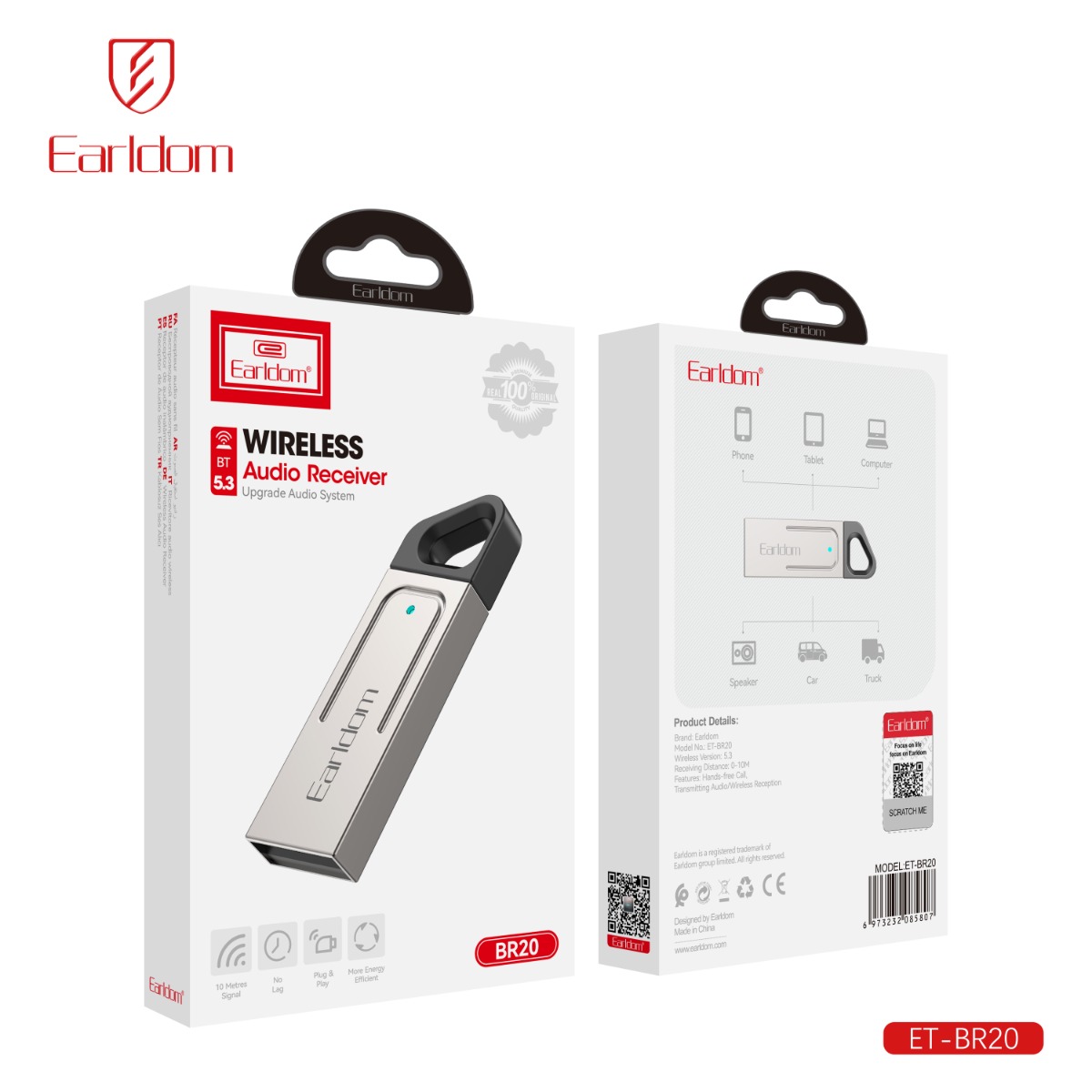 Earldom ET-BR20 Bluetooth Flash Dongle with Mic