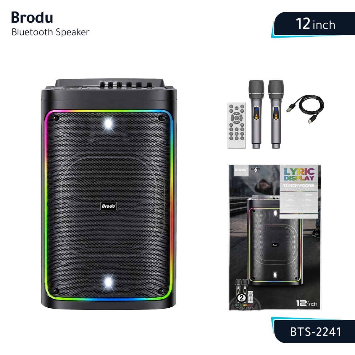 سبيكر Brodu BTS-2241 بلوتوث - 12 انش
