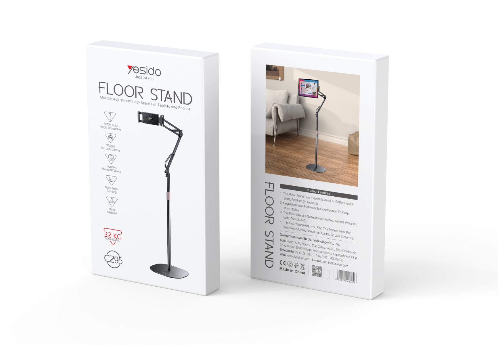 YESIDO C295 Floor Stand For Phone & Tablet