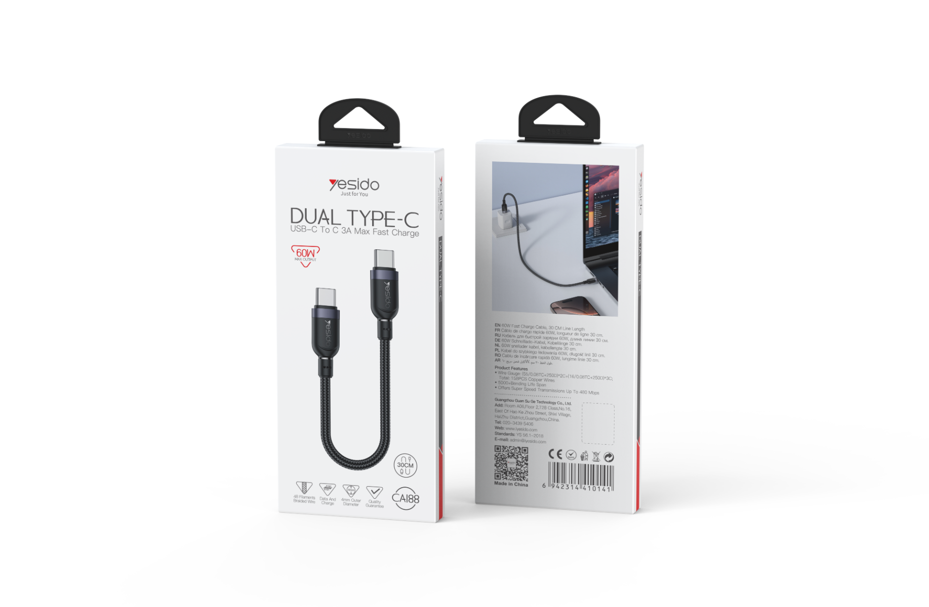 YESIDO CA188 60W Type-C PD Cable