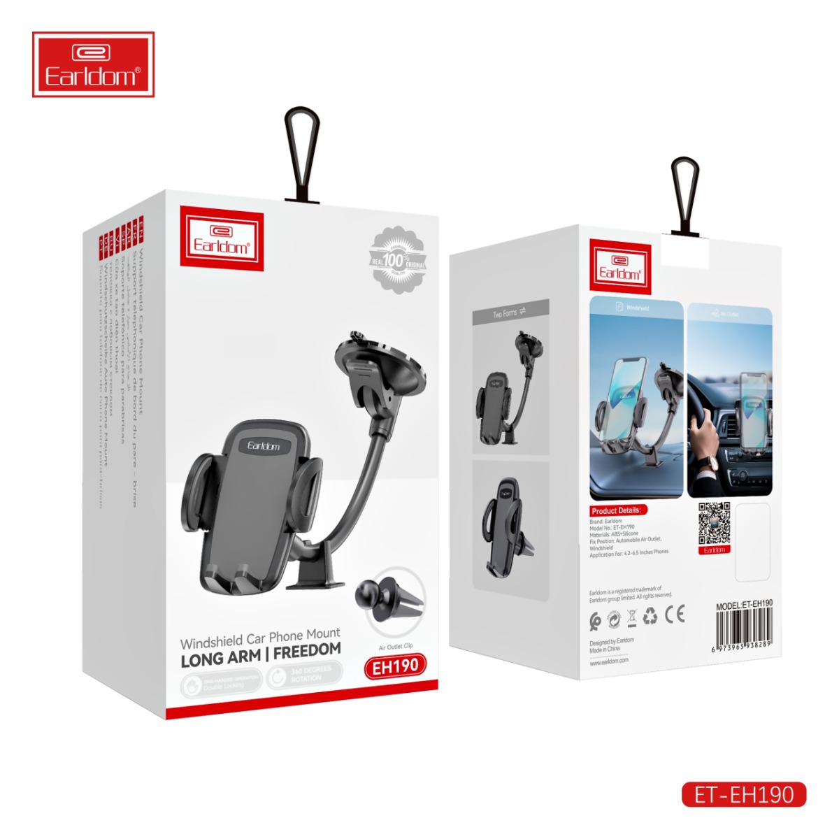 Earldom ET-EH190 2in1 Long Arm One-Touch Button Mobile Phone Holder