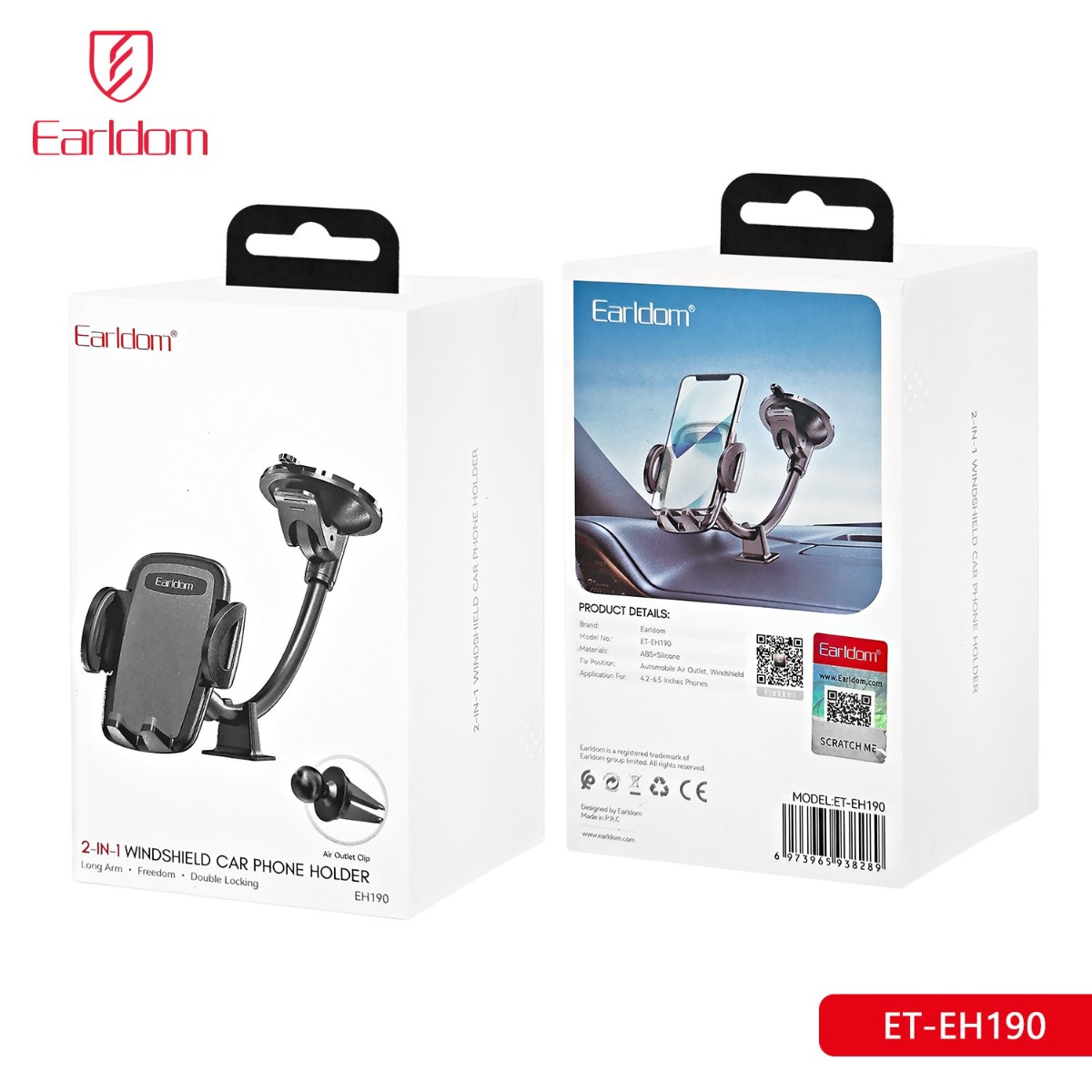 Earldom ET-EH190 2in1 Long Arm One-Touch Button Mobile Phone Holder