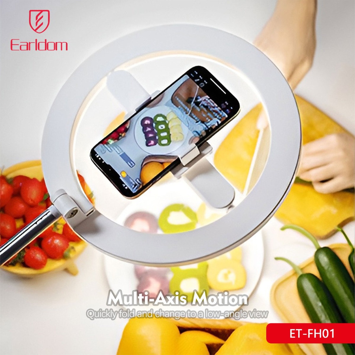 Earldom ET-FH01 Floor Stand with Ring Light