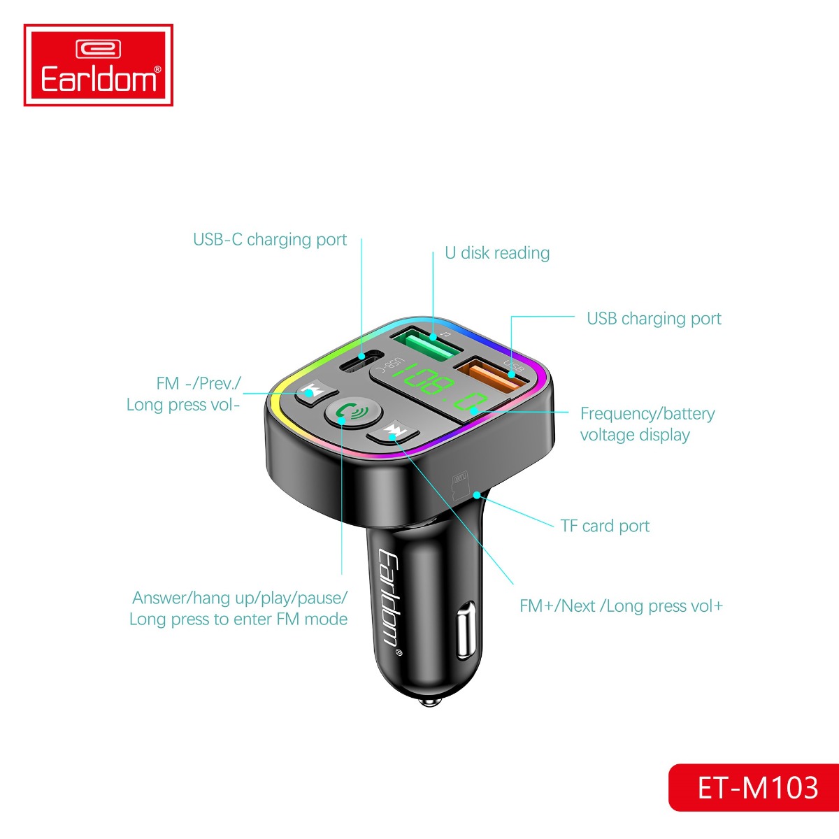 Earldom ET-M103 Car MP3 Player - Bluetooth