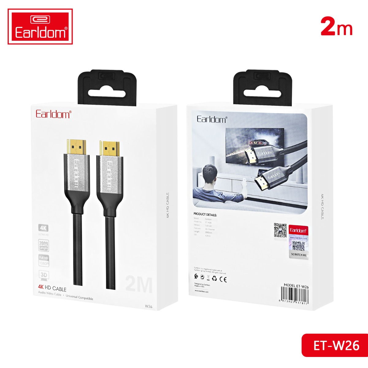 Earldom ET-W26 4K 2M HDMI Cable