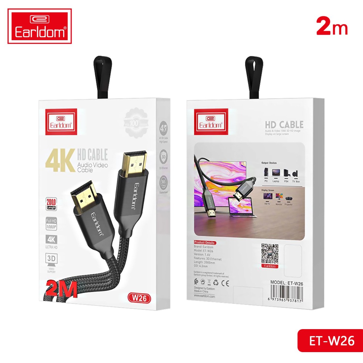 Earldom ET-W26 4K 2M HDMI Cable