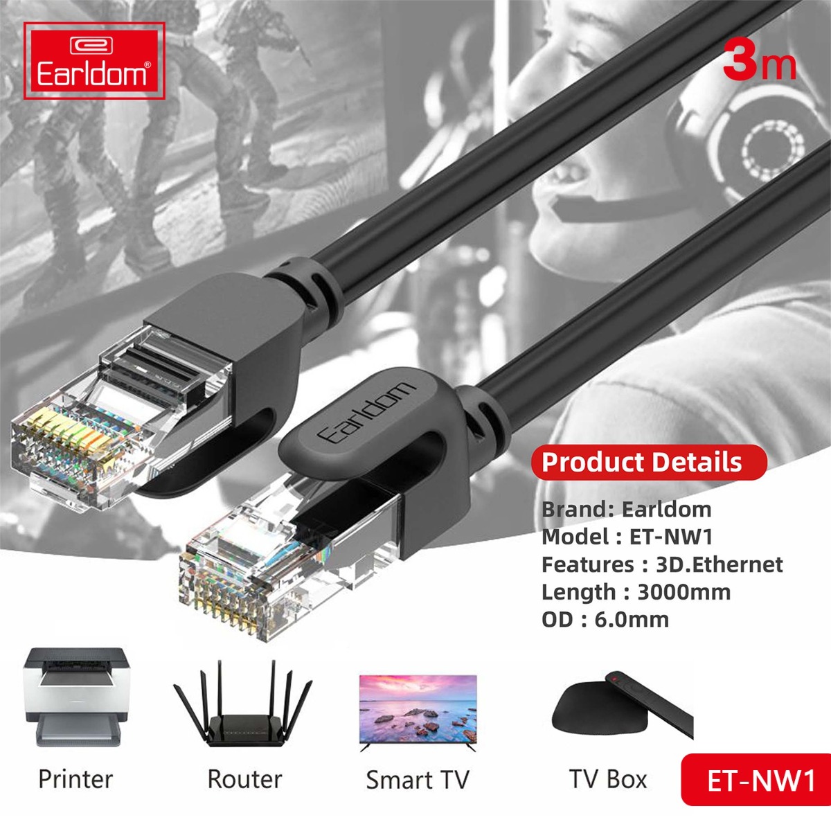 Earldom ET-NW1 3M Network Cable
