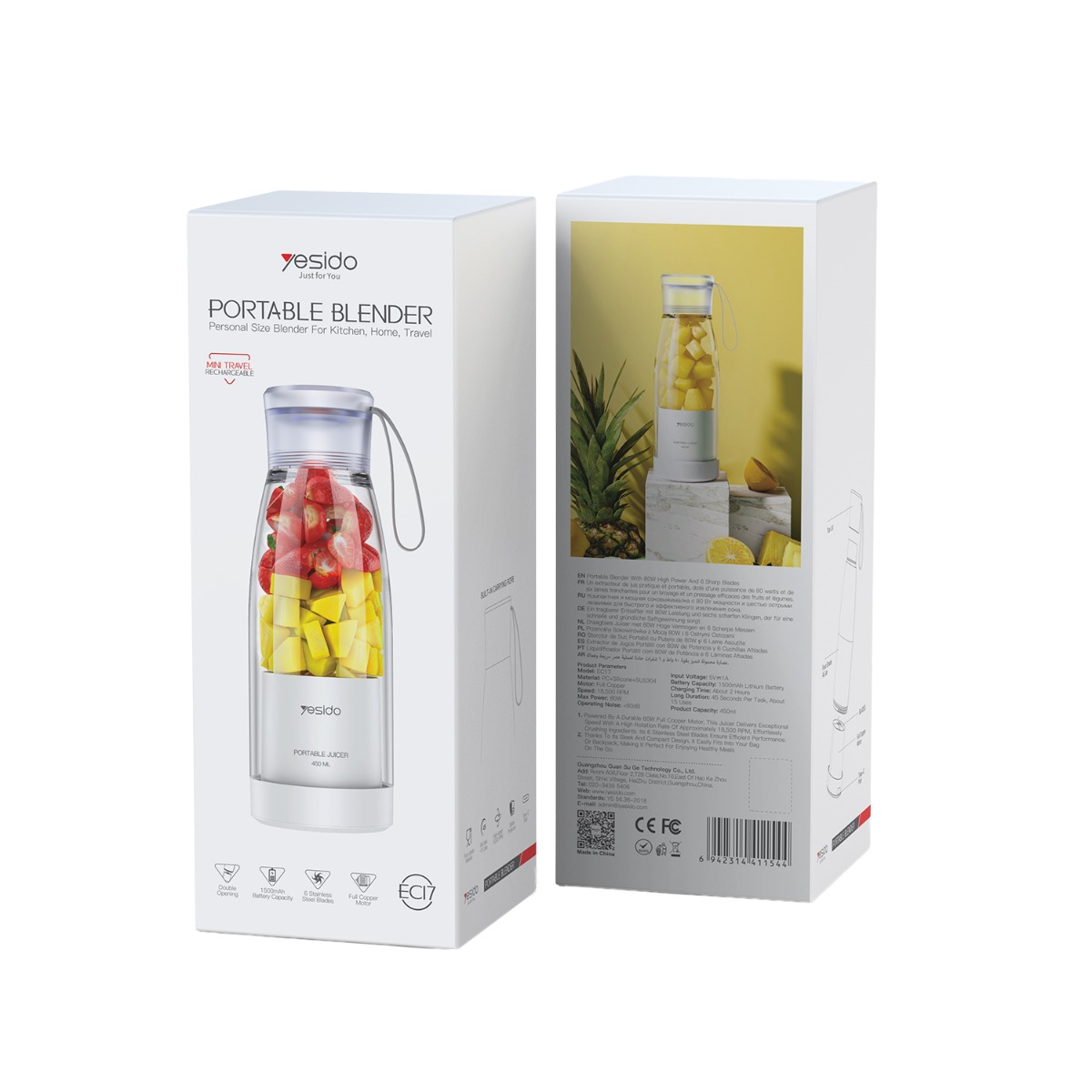 YESIDO EC17 450ml Cordless Portable Blender