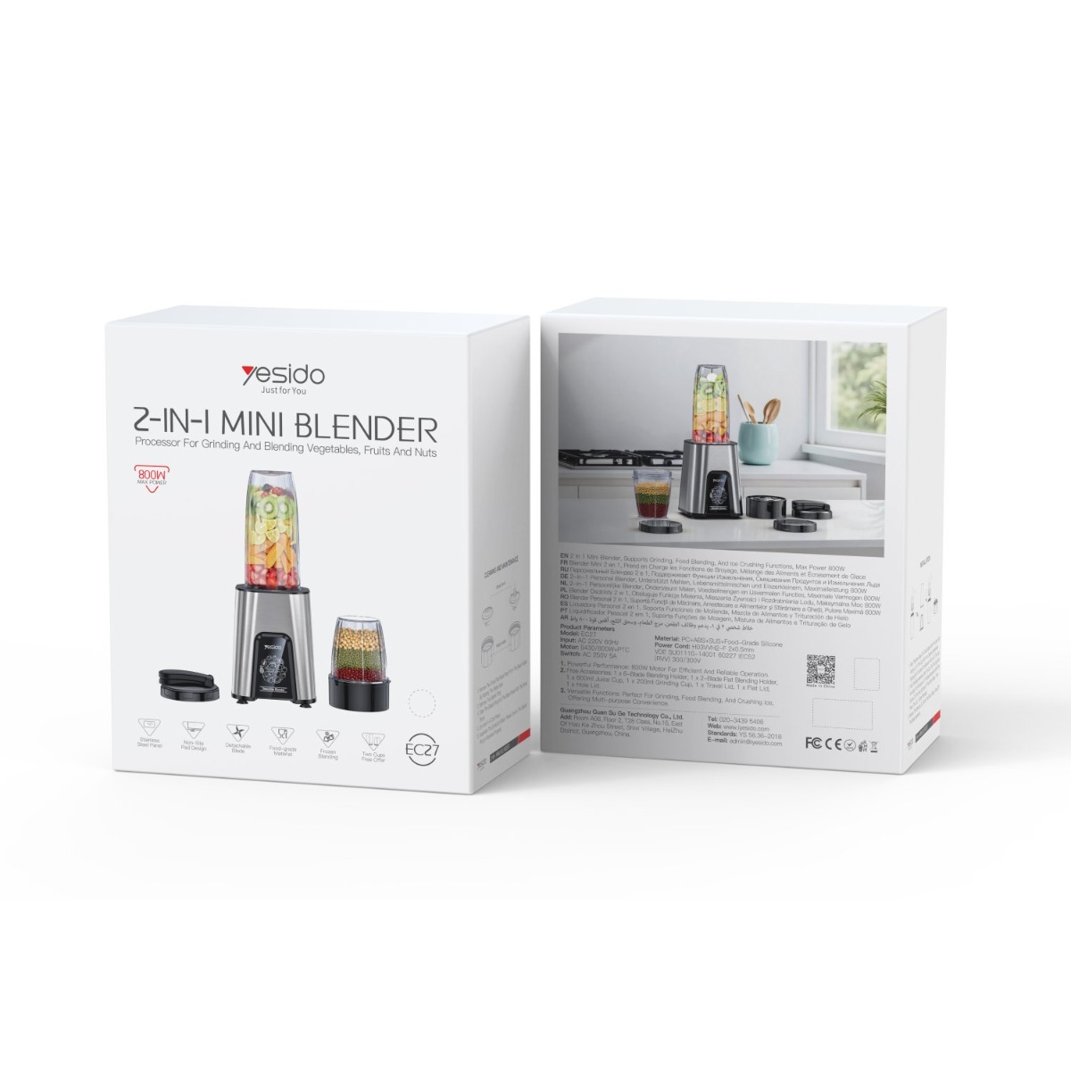 YESIDO EC27 800W 2in1 Blender & Grinder