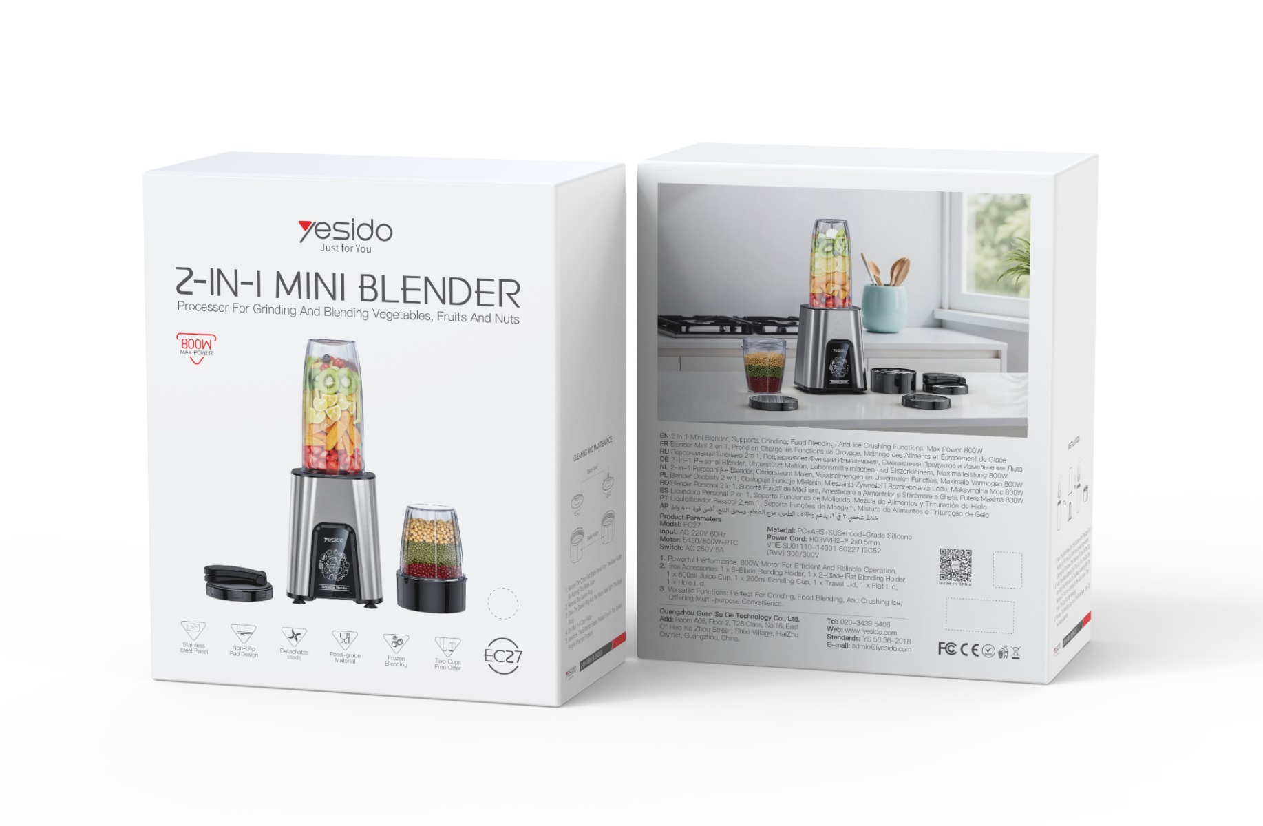 YESIDO EC27 800W 2in1 Blender & Grinder